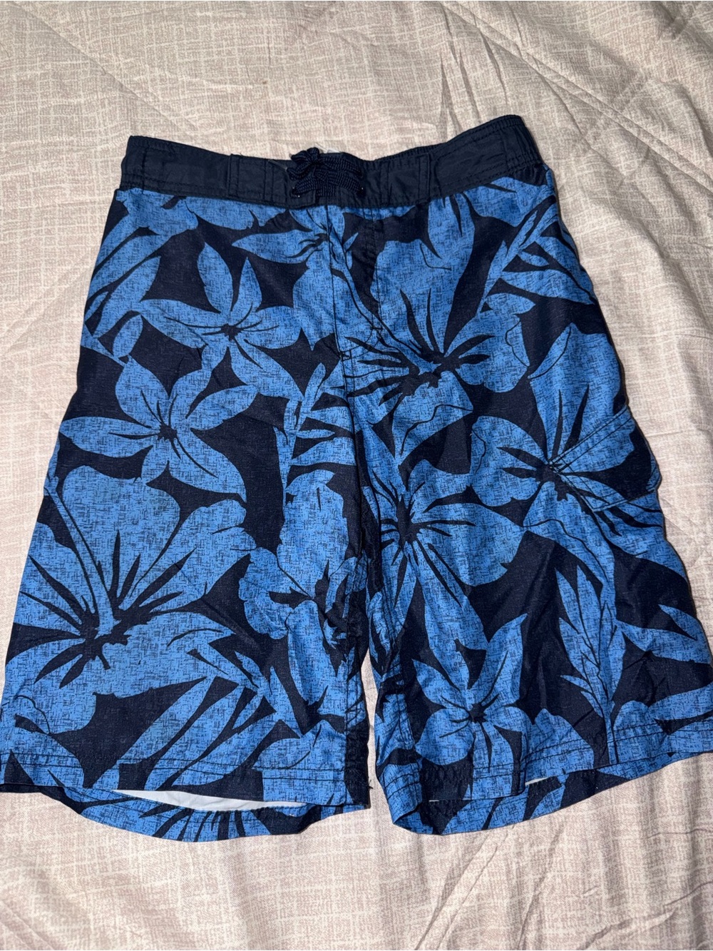 Boys Old Navy Blue and Navy Tropical Swim Trunks size large 10 12